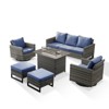 Buenhomino 6 Peices Outdoor Patio Furniture Set with 41" Fire Pit Table, Wicker Swivel Rocking Chairs Conversation Sets for Yard Garden Porch - 2 of 4
