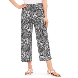 Collections Etc Elasticized Waist Paisley Print Capri Pants - 1 of 4