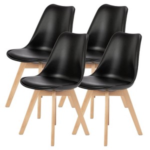 GlasFlength Seating Sets with Wood Legs, Set of 4 for Kitchen, Dining, Living Room, Black, 22.83"*16.93"*32.87" - 1 of 4