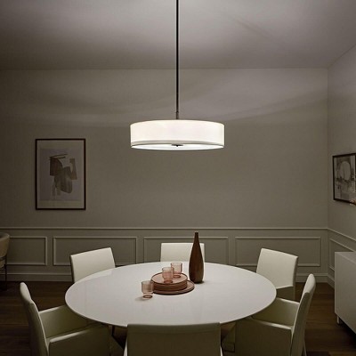 Transitional Olde Bronze 30" Drum Pendant with White Shade