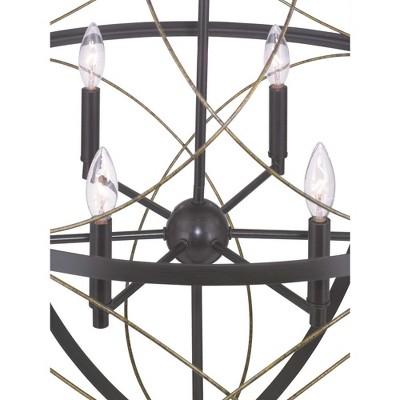 Brandywine Antique Bronze 6-Light Pendant with Hand Gilded Accents