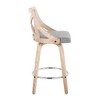 Charlotte 26" Farmhouse Fixed-Height Counter Stool with Swivel in Wood, Fabric, and Round Chrome Metal Footrest by LumiSource - Set of 2 - 3 of 4