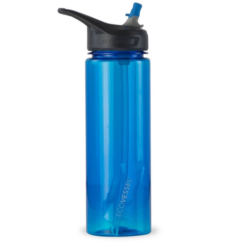 EcoVessel 24oz Wave Tritan Plastic Water Bottle with Straw Top, 1 of 3