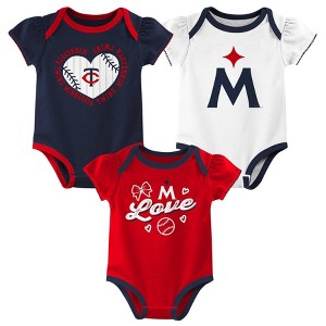 MLB Minnesota Twins Infant Girls' 3pk Bodysuit - 1 of 4
