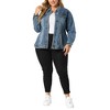Agnes Orinda Women's Plus Size Classic Denim Washed Front Long Sleeve Casual Jean Jackets - 2 of 4