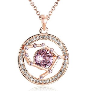 Leafael "Superstar Zodiac Constellation Pendant Necklace Made with Premium Crystal Horoscope Jewelry, Gold or Rose Gold Plated, 18"+ 2" - 1 of 4