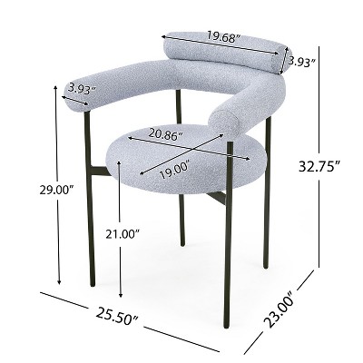 Gray Upholstered Metal Armchair Set with Low Slat Back