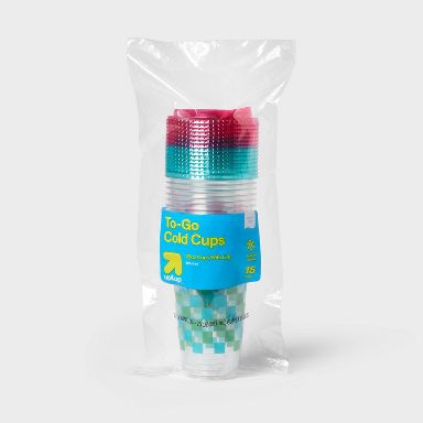 To-go cold cups with lids Disposable Cups - Checkered - 20oz/15ct - up&up™
