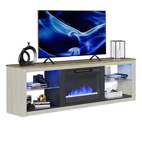 Bestier Modern Electric Fireplace Tv Stand For 75 Inch Tv White : Target