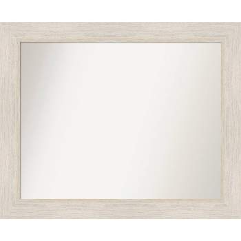 33" x 27" Non-Beveled Hard Whitewash Wood Wall Mirror - Amanti Art