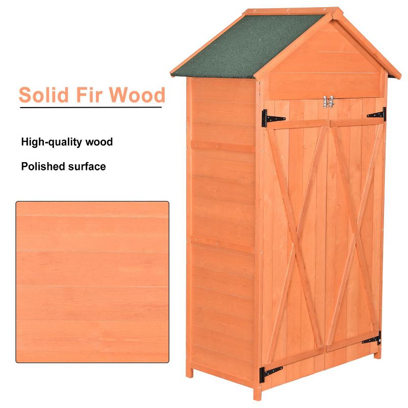 Solid Wood Patio Tool Sheds Outdoor Storage Shed with Lockable Doors - The Pop Home, 5 of 8