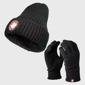 Canada Weather Gear Women's Winter Hat and Gloves Set - Warm Knitted Beanie with Thermal Push Lining Gloves - 1 of 3
