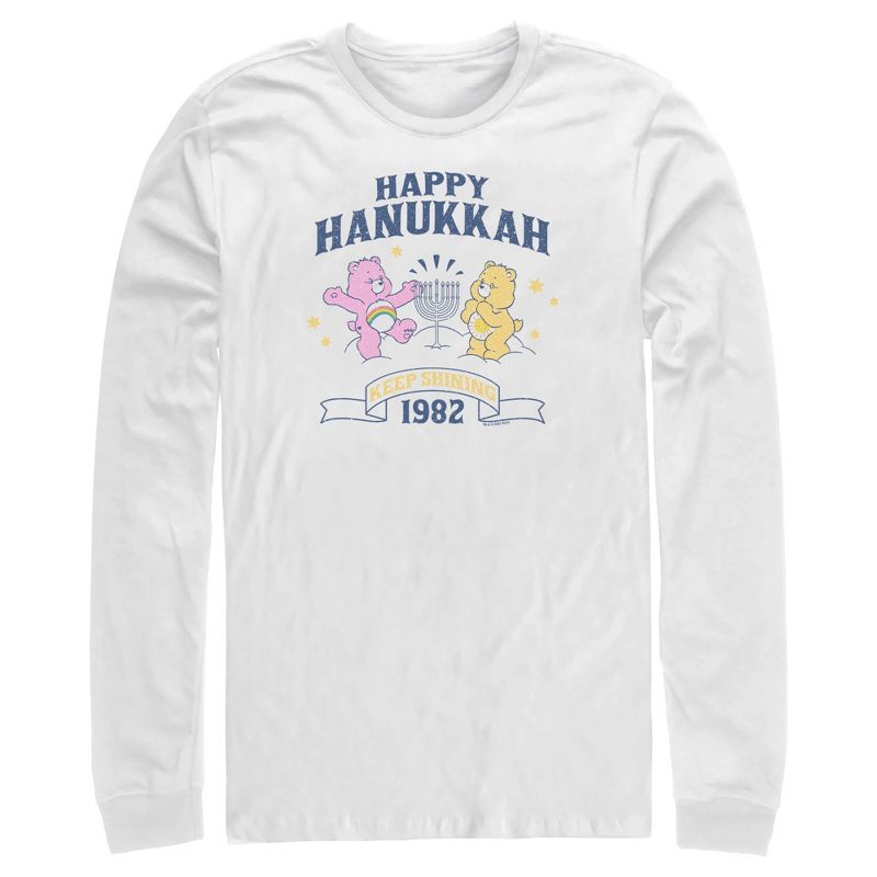 Men's Care Bears Best Friend Bear and Funshine Bear Happy Hanukkah Long Sleeve Shirt, 1 of 5