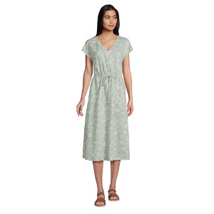 Lands' End Women's V-Neck Midi Dress made with TENCEL Fibers - 1 of 2
