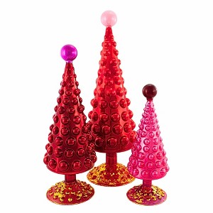 Cody Foster 16.0 Inch Midcentury Modern Hobnail Tree Set Valentine's Day, Varying Heights: 16.0, 12.5, 9.75 Inches Tree Sculptures - 1 of 4