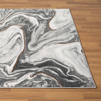 Gray Marble Abstract Pattern 6' x 9' Synthetic Area Rug