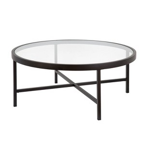 Round Metal Base Coffee Table in Black and Bronze - Henn&Hart - 1 of 4