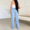 Womens High Waist Long Length Distressed Raw Hem Wide Leg Jeans - 2 of 3