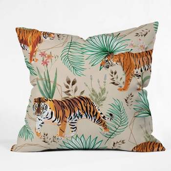 16"x16" 83 Oranges Tropical and Tigers Throw Pillow Orange - Deny Designs