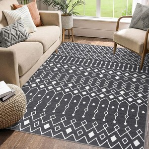 Washable Boho Geometric Rug, Large Soft Non-Slip Carpet for Living Room, Bedroom & Office - 1 of 4