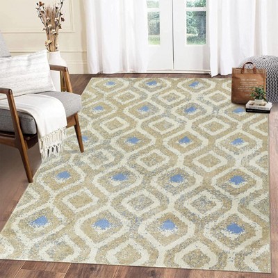 Modern Abstract Area Rug with Non Slip Backing Low Pile Ultra Soft Floor Carpet Non Shedding Stain Resistant Rug for Living Room, Bedroom Dining Room