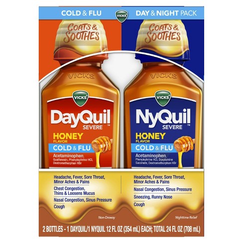 Vicks Dayquil Nyquil Severe Cold & Flu Honey Combo - 2pk/24 Fl Oz : Target