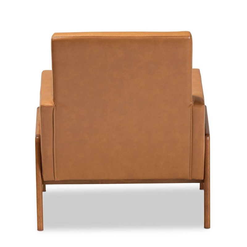 Perris Mid-Century Faux Leather Upholstered Wood Lounge Chair Walnut/Brown - Baxton Studio, 5 of 10