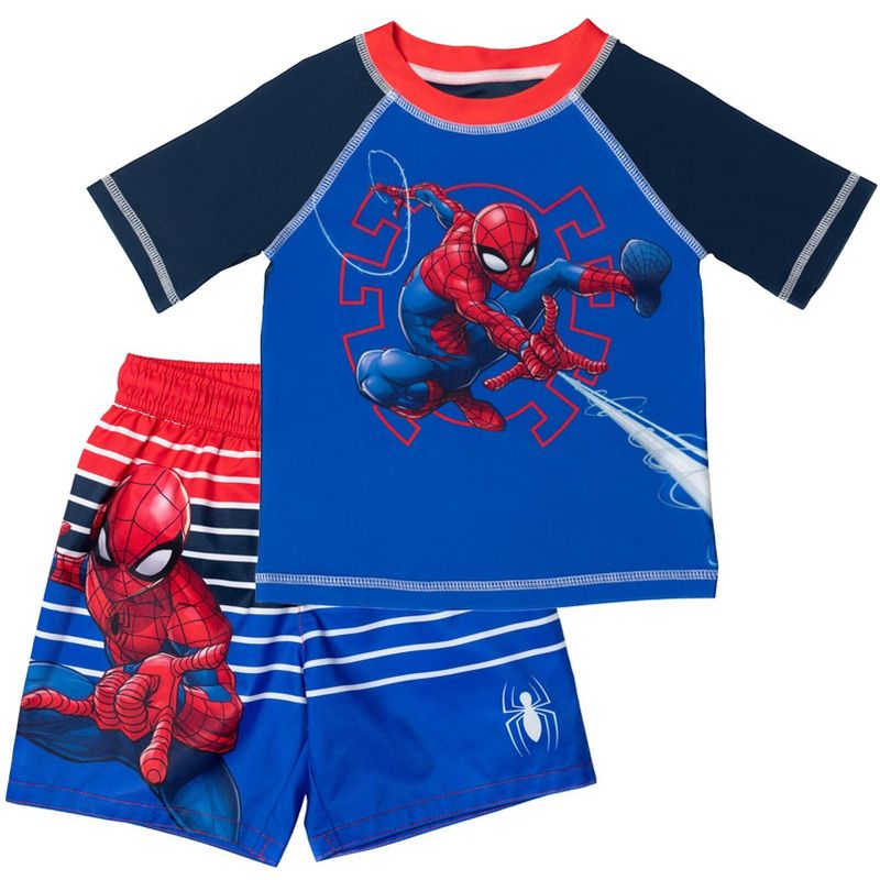 Marvel Spider-Man Rash Guard and Swim Trunks Outfit Set Toddler, 1 of 8