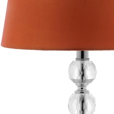 Harlow 16" Luxe Crystal Tiered Table Lamp Set, Transparent with Orange Shade