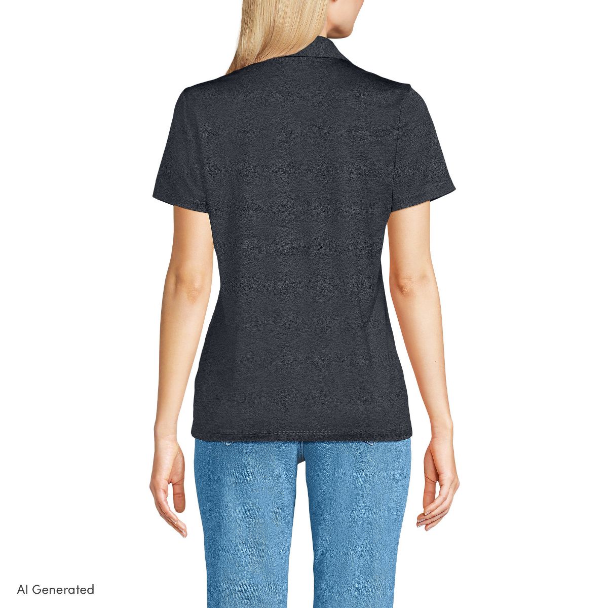 Lands' End Women's Rapid Dry Short Sleeve Space Dye Sport Neck Polo Shirt - thumbnail 2