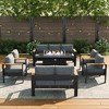 LayinSun 7 Pieces Aluminum Outdoor Patio Furniture Set with Fire Pit Table, Outside Metal Patio Conversation Sets with Deep Seating and Thick Cushions - 2 of 4