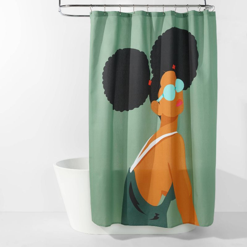 Puffs Shower Curtain Green - Room Essentials&#8482;, 1 of 9