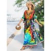LA LEELA Women's House Daily Routine Evening Wear Loungewear Cover Up Slit Dress Long Home Wear Maxi Dresses Caftans for Women 2X-3X Multi Abstract - 2 of 4