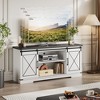 Living Room Farmhouse TV Stand for TVs Up to 65", Rustic Entertainment Center w/Sliding Barn Doors, Storage Cabinets & Adjustable Shelf, Media Console - 3 of 4