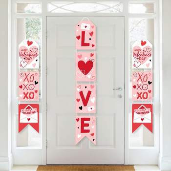 Big Dot of Happiness Happy Valentine's Day - Hanging Vertical Paper Door Banners - Valentine Hearts Party Wall Decoration Kit - Indoor Door Decor