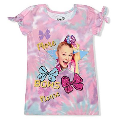Nickelodeon Girl's Jojo Siwa More Bows Please Short Sleeve Tie Dyed Shirtdress for kids