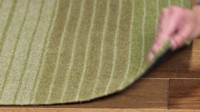 Green Flat Woven Wool 4' x 6' Handmade Reversible Rug