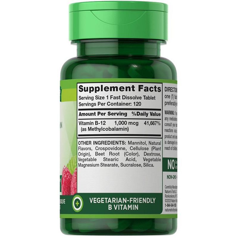 Nature's Truth Vitamin B12 1000 mcg | 120 Fast Dissolve Tablets, 2 of 5