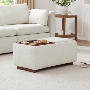 Spruce&Spring Storage Ottoman Bench Rectangle Footrest, Linen-Fabric - 1 of 4