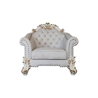 Vendome II Gray Tufted Accent Chair with Nailhead Trim