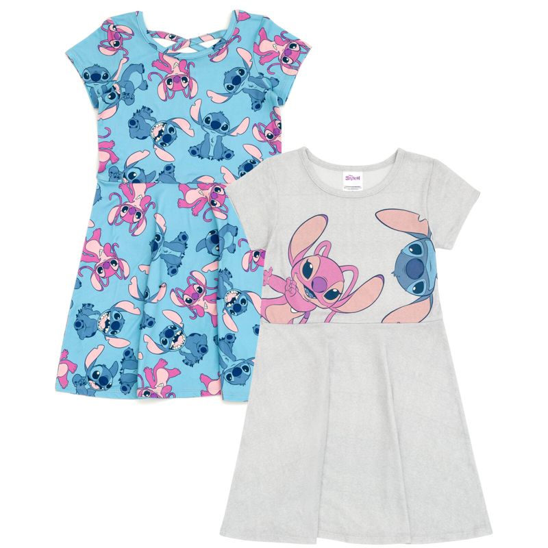 Disney Minnie Mouse Lilo & Stitch Angel Girls 2 Pack Skater Dresses Little Kid to Big, 1 of 8