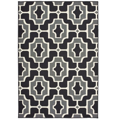 Oriental Weavers Marina 1491Z Black/ Grey Indoor/Outdoor Area Rug - 1'9" x 3'9"