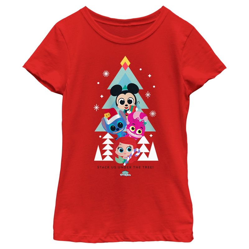 Girl's Disney Doorables Christmas Stack us Under the Tree T-Shirt, 1 of 6