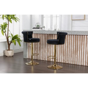 Vynxaria COOLMORE Swivel Bar Stools Set of 2 Adjustable Counter Height Chairs with Footrest for Kitchen, Dining Room 2PC/SET - 1 of 4