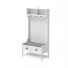 FURNIinspire Utility Storage Cabinets Hallway Storage Cabinet, Hall Tree Entryway Shoe Rack Bench With Padded Seat Cushion, White, 16.5"*35"*67.75" - 4 of 4