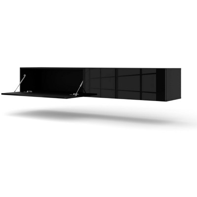 Homlando 70.87'' Black Matt and Gloss MDF Wall-Mounted TV Cabinet