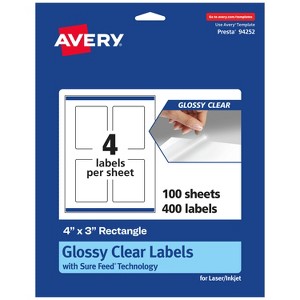 Avery Glossy Clear Rectangle Labels with Sure Feed, 4" x 3" - 1 of 4