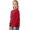Girls Pullover Sweater Cable Knit Crew Neck Long Sleeve Sweater Knit Tops - 2 of 4