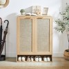 KWPZQEB Rattan Shoe Cabinet, Bohe 6-Tier Shoe Storage Cabinet with 2 Doors & Adjustable Shelves, Wooden Shoes Rack, for Entryway, Hallway, Closet - 4 of 4
