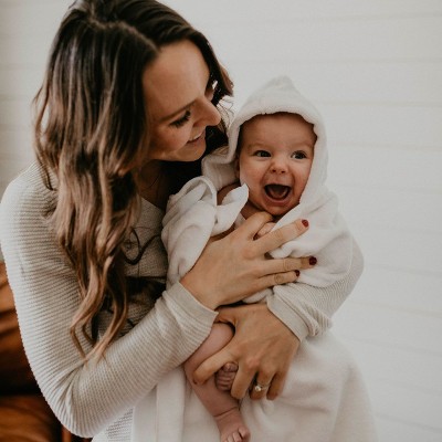 Infant White Cotton Hooded Bath Towel Set